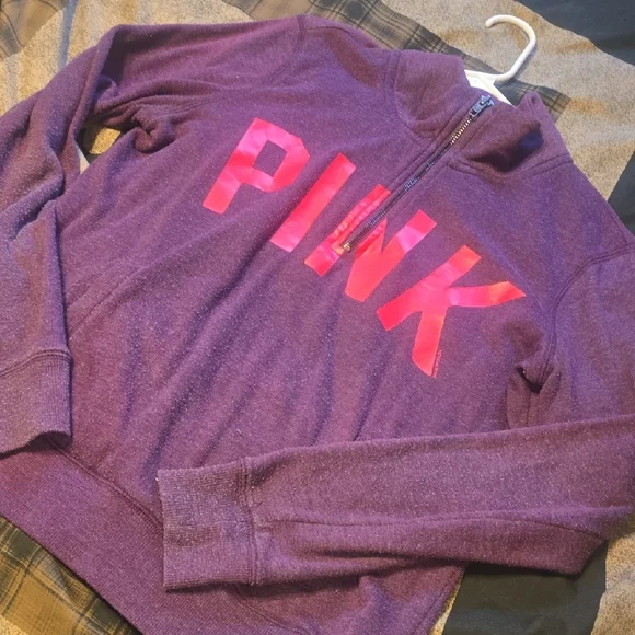 PINK Victoria's Secret Plum Quarter-Zip Top - Picture 3 of 6